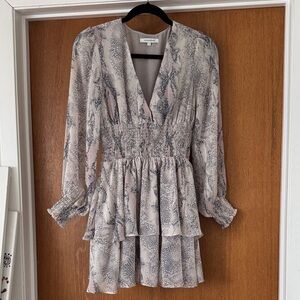 Olivaceous Snake Print Long Sleeve Dress - Pink and Gray